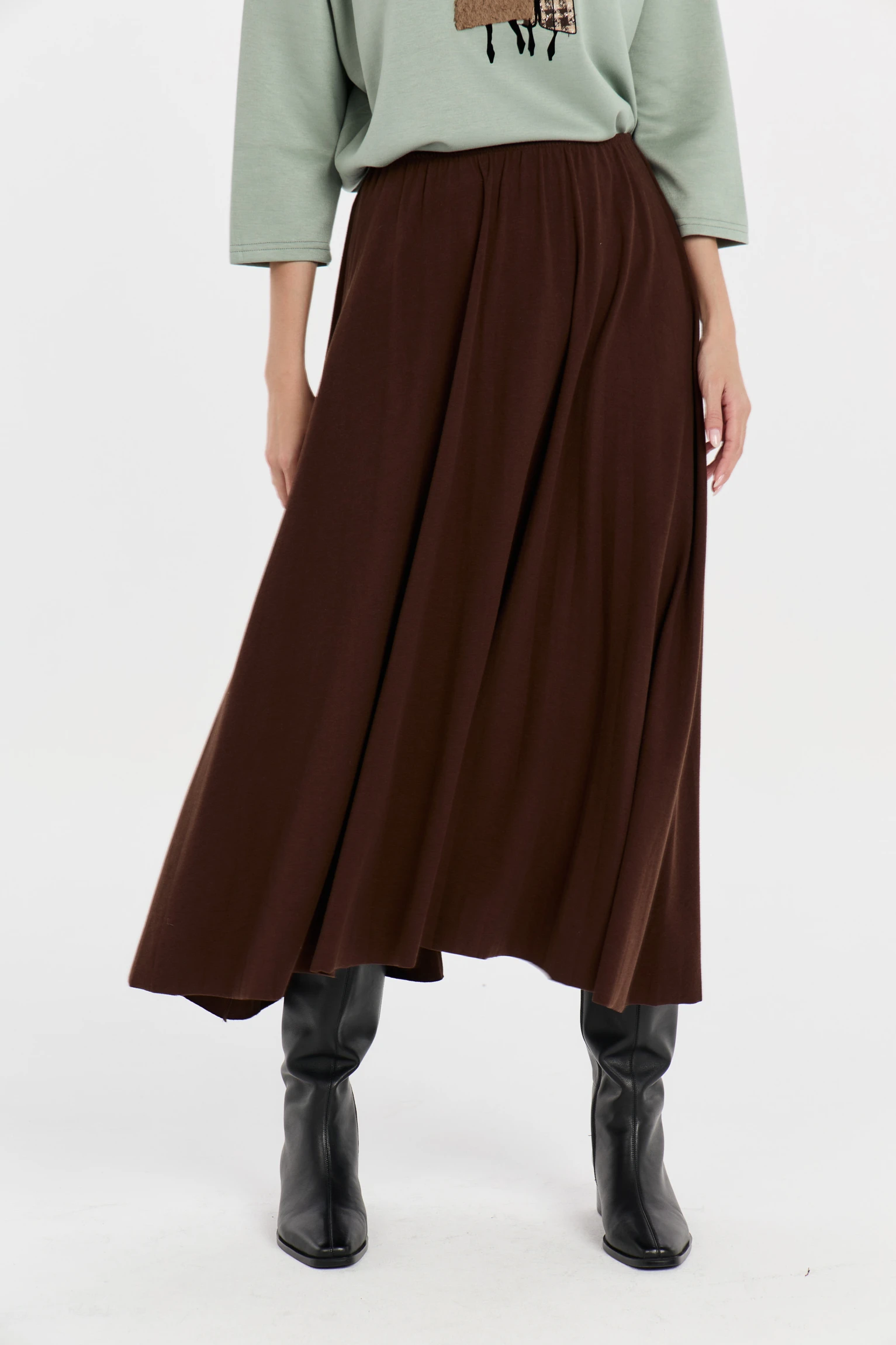 ЮБКА КЛЕШ ТРИКОТАЖНАЯ купить в 7986IN | Цена 4480₽